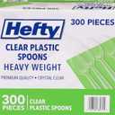 Hefty Heavy Duty Plastic Spoons, 300 Count, Bulk Clear Disposable Spoons for Offices, Cafeterias, Concession Stands, Restaurants, Large Events, and More