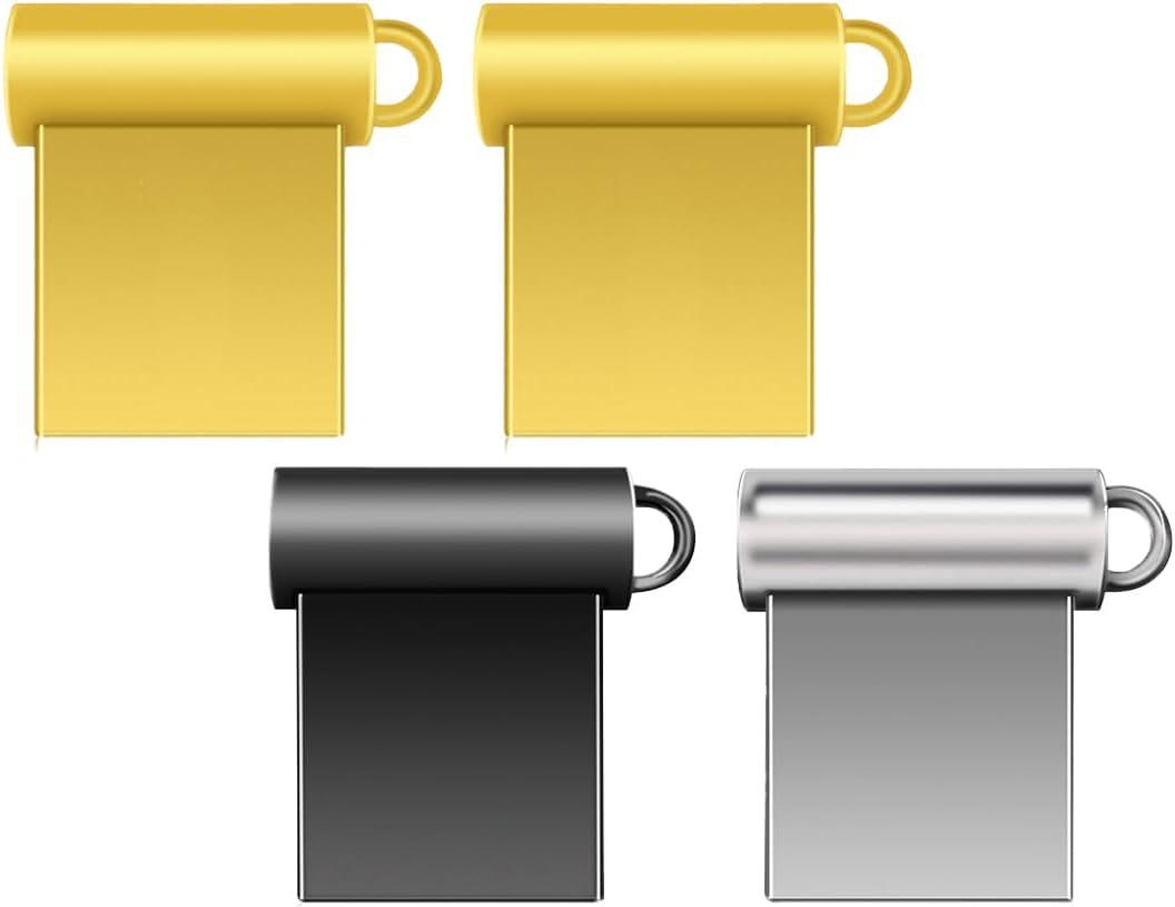 16GB Thumbdrives Super Mini Small Size Ultra USB2.0 Flash Drives Silver Gold Grey Metal Thumb Drives Memory Stick USB pendrive (Multicoloured, Pack of 4, 16GB)