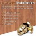 Copper Creek Entry Door Knob Keyed Entry Handle with Lock and Key, ANSI Grade-3 Certified, DIY-Friendly Install for Interior and Exterior Entrance Doors Polished Brass (1 Pack)