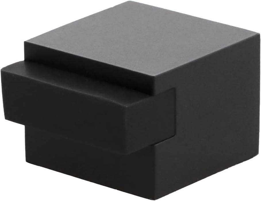 EVI Herrajes | Square Door Stop | 0,98 x 0,98 x 0,78 inch | Stainless Steel, Black Lacquered - Black Rubber | Adhesive Mount | I-791/25NG