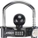 LCGP Black Trailer Hitch Lock with Combination Lock, Fits 1-7/8,2 and 2-5/16 Inch Couplers,Adjustable Storage Security, Heavy-Duty Steel