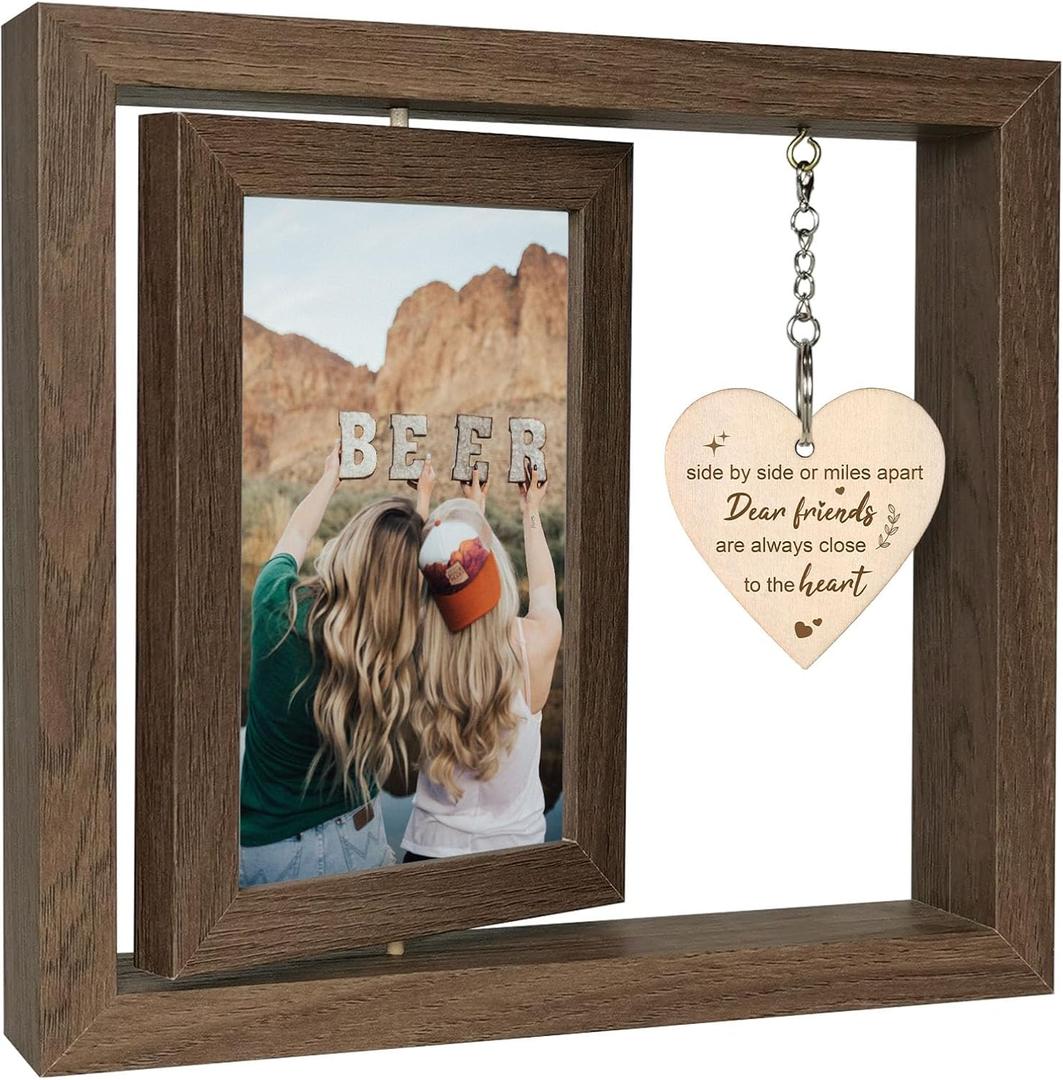 Side by Side or Miles Apart - Dear Friends Are Always Close to the Heart Best Friend Picture Frame Gifts for Long-Distance Friendships Gifts for Women, BFF, Bestfriend, Besties