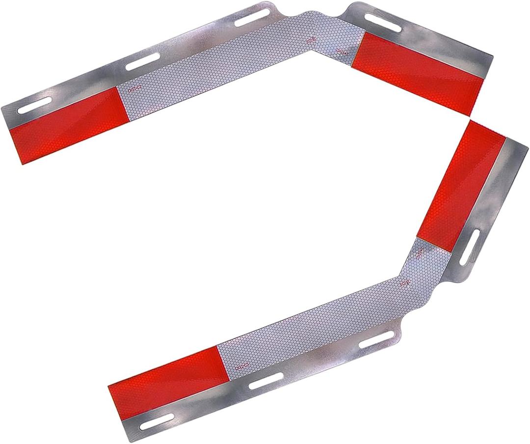 24"x 3" Angled Aluminum Mud Flap Reflector Reflective Tape Strip Fit for Semi Truck and Semi Trailer Mud Flap Hanger, 2 Pack