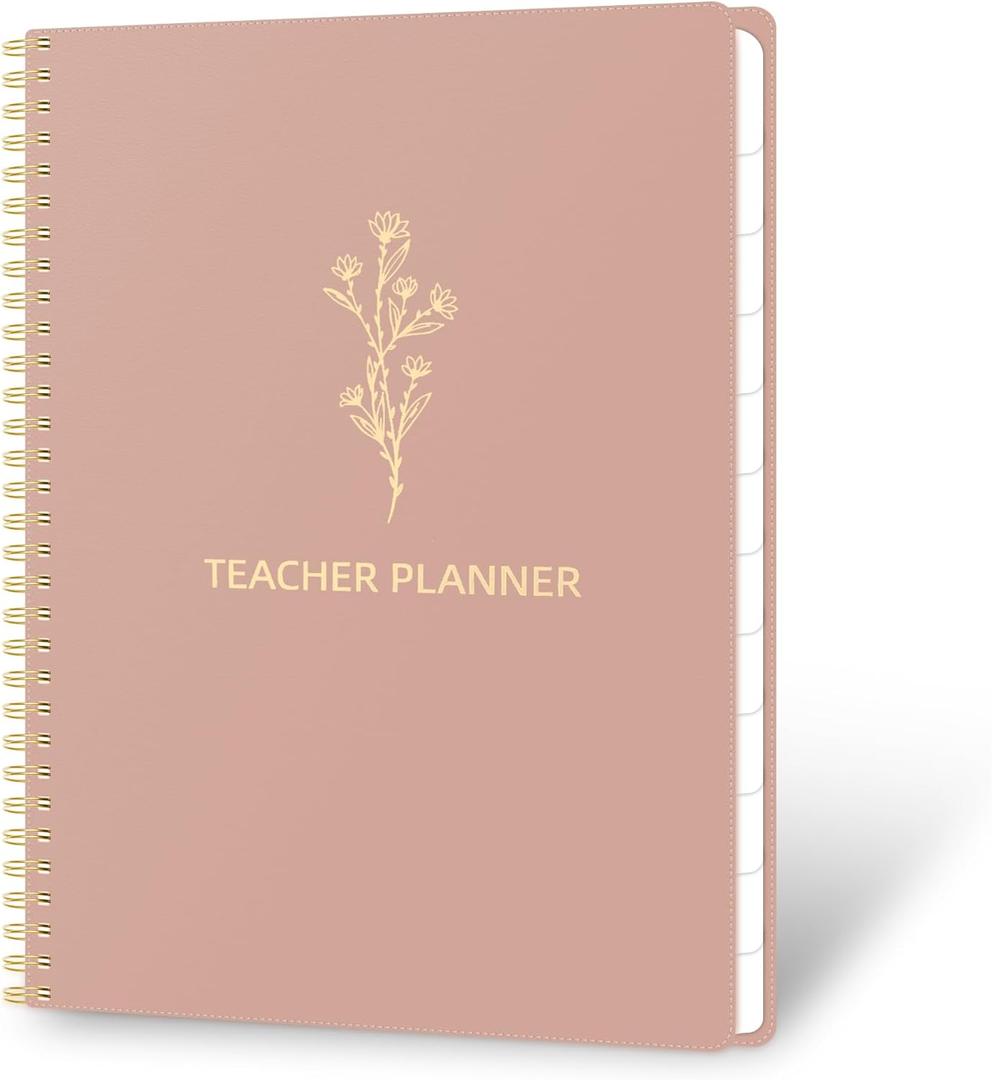 Teacher Planner Undated  12-Month Academic Organizer with Calendar & Weekly Lesson Plans, Student Info, Checklists & School Events  Classroom Management Notebook for Teachers, 8.5x11.5 (Rose Gold)