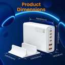 200W 6-Port USB C Charger with Notched Base, Multiple with 4 USB-C and 2 USB-A, US Fast Charger PD 3.0 Power Adapter, Power Supply Compatible with iPhone 17 16 Pro/Pro Max, UK Plug