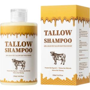 Tallow Shampoo for All Hair Types, Volumizing Shampoo Deep Cleansing, Anti-Dandruff Oil Control, Smooth Frizz, Moisture Balance for Stronger, Smoother Hair Shine-Boosting Formula, 250ml