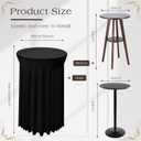 Tegeme 4 Packs Round Spandex Cocktail Tablecloths with Skirt 32 x 43 Inch Cocktail Round Table Cover Spandex Stretch Square Tablecloth Skirt for Table Bar Wedding Party Banquet (Black)