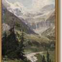 InSimSea Framed Canvas Wall Art Vintage Decor, Mountain Pictures Living Room Decor Aesthetic, Bedroom Bathroom Summer Landscape Wall Pictures, 12"x16"