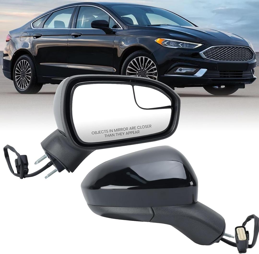 Passenger Side Mirror Compatible with 2016 2017 2018 2019 2020 2021 2022 Ford Fusion Non-Heated Manual Folding Rear View Mirror Replace FS7Z-17682-B Black 3 Pins, Right Passenger Side