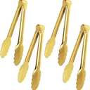XEVOM Gold Buffet Tongs - 4 Pack, 9 Inch, Stainless Steel Gold Plated Serving Tongs