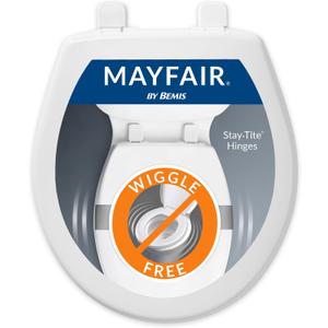 Mayfair Caswell Modern SlowClose Toilet Seat Durable Plastic Seat Made in USA Round White