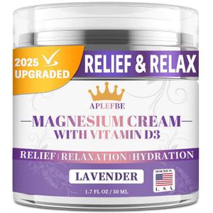 5-In-1 Magnesium Cream-Magnesium Lotion for Sleep Soothing Discomfort, Moisturing&Hydrating with Lavender, Vitamin D3, Chamomile Suitable for Youth & Adults All Skin Types (1.7 FL OZ)