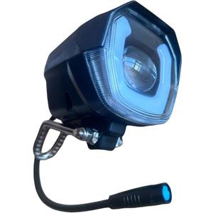 EBike LED Headlight with 75100db Loud Horn 4 Pin Female Connector Night Riding Front Light for 12-72 Volts Adult Electric Mountain Bike or Foldable Bike 30W Ultra-Bright Cycling Light