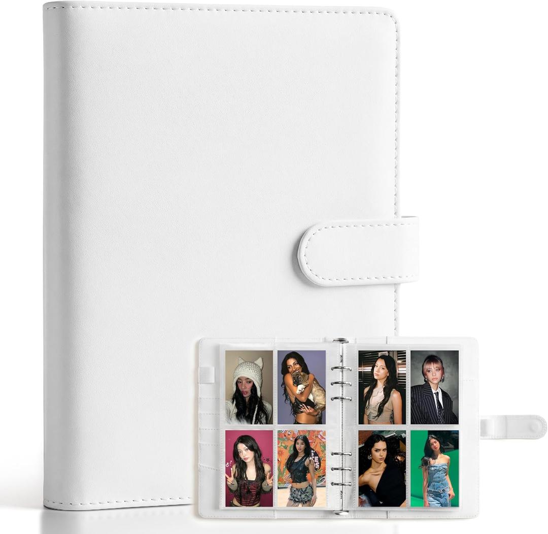 A5 Binder-Kpop Trading Photocard Binder,6 Ring Cards Collector Album With 240 Card Slots, 30 Double-Sided Photocard Sleeves, Pu Leather Album Cover for Organizing Game Cards & K-pop Merch