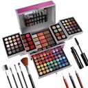 All in One Makeup Gift Set for Women Girls Full Kit, Includes Eyeshadow, Lipstick, Concealer, Highlighter, Eyebrow Powder, Blush, Contour, Lip Liners, Eyeliner, Brushes (Cerise)