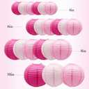 Pink Paper Lanterns Decorative, Hanging Round Paper Lanterns Indoor Outdoor for Valentines Day Decorations Graduation Wedding Birthday Baby Showers Tea Party Decorations, 21pcs