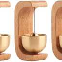 Rehmanniae Door Chime for Entrance [3PCS] Magnetic Brass Doorbell | Handmade Wooden Doorbell Shopkeepers Bell for Door Opening | Wooden Magnetic Door Bell Chime for Entrance | Welcome Doorbell