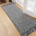 Collive Hallway Runner Rug, 2' x 5' Soft Washable Kitchen Runner Rug, Grey Contemporary Modern Laundry Room Rugs Indoor Hand-Woven Cotton Carpet for Bedroom Entryway Front Door Farmhouse