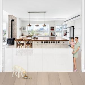 Reinforced 42 Extra Tall x 80 Wide Retractable Baby Gates with Rods to Prevent Crawling Through, Extra Tall Dog Gate for Large Openings Indoor Outdoor Long Mesh Gate for Stairs and Doorways, White