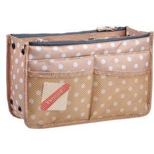 Vercord Updated Purse Handbag Organizer Insert Liner Bag in Bag 13 Pockets Beige Dot Small