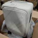 OIWAS Carry On Luggage with Cup Holder Top Opening Hardside Suitcase, White, 20 INCH