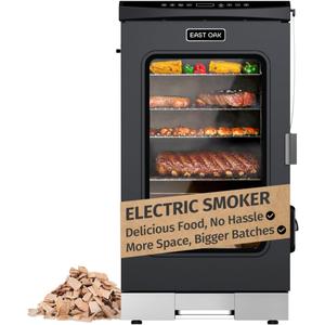 EAST OAK 30" Electric Smoker for Outdoors | Built-in Meat Probe & Up to 6 Longer Smokes on a Single Load | Side Chip Loader for Uninterrupted Smoking | Bigger Batches with 725 sq in Cooking Area (30" with window, Night Blue)