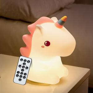 Unicorn Baby Sound Machine with Light, 16 Colors+Silicone Sleep Sound Machine for Kids Night Light, 10 White Noise Baby Night Light for Kids with Music, Remote+Timer+Rechargeable Nightlight [Gifts] (Cream)