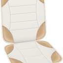 Sinvitron Car Seat Protector for Child Car Seat - Waterproof Non-Slip Leather Mat with 2 Mesh Pockets, Universal Seat Cover for Baby, Pets & Vehicles (1-Pack, Off-White)