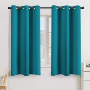 Turquoize Teal Blackout Window Drapes Room Darkening Themal Insulated Grommet/Eyelet Top Nursery/Living Room Curtains for Bedroom/Living Room Each Panel 42 in X 63 in (W X L) (Set of 2 Panels)