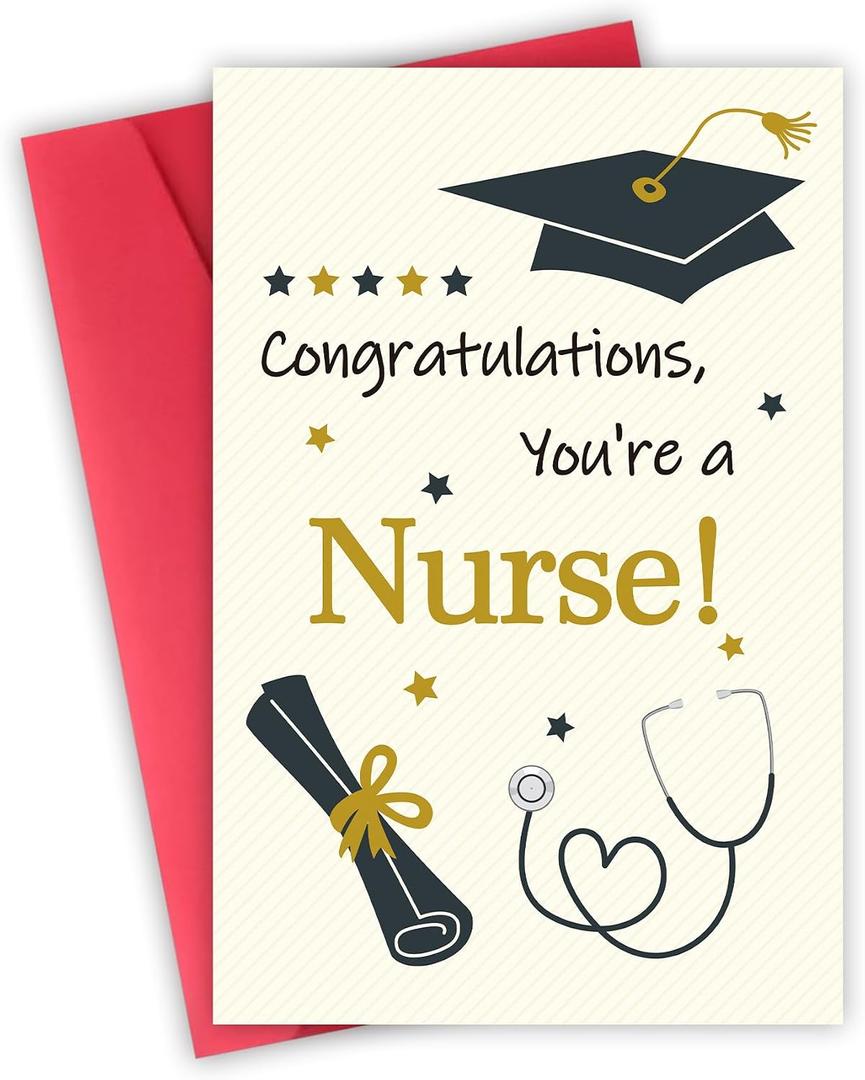 Nurse Graduation Cards for Her, Nursing Graduation Gifts for Granddaughter Daughter Sister Friend, Nursing School & Medical School Graduation Gifts Card,Future RN Congratulations Card