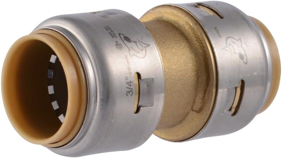 SharkBite Max 3/4 Inch Coupling, Push to Connect Brass Plumbing Fitting, PEX Pipe, Copper, CPVC, PE-RT, HDPE, UR016A