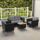 HW72334GR Outdoor Conversation Set with Storage Coffee Table - Gray - 4 Piece
