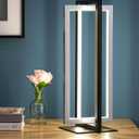 EDISHINE Modern LED Table Lamp, 750LM Stepless Dimmable Bedside Lamp, 3 Color Temperature, Switch Control Nightstand Lamp for Living Room Bedroom, Dual-Frame Rectangle, Angle Adjustable (Silver)