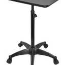 JOSTZHXIN Salon Rolling Tray, Premium Aluminum Tattoo Tray Rolling Cart, Height Adjustable Styling Tray, Service Storage Tray Trolley for Beauty Salon Clinic Spa (Black Upgrade)