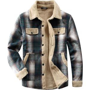 Women's Sherpa Lined Jackets Sherpa Turn-Down Collar Warm Winter Fleece Flannel Jacket for Women Trendy (Medium, Green/Khaki)