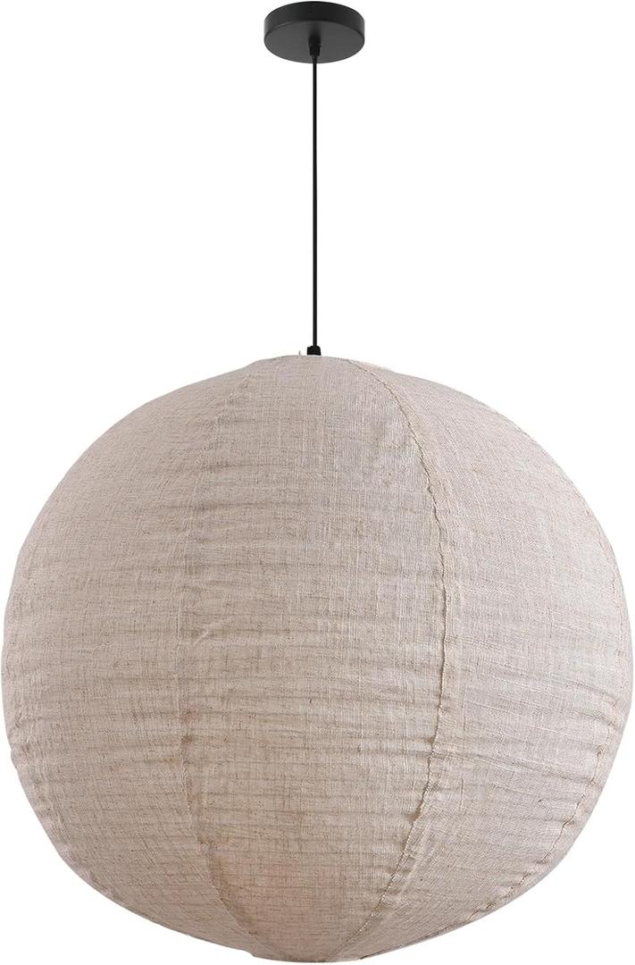Linen Pendant Light Kit Lantern Pendant Light, 23.6in Off-White
Oversized Japanese Japandi Wabi Sabi Lantern Hanging Lamp Chandelier for Living Dining Room Bedroom Rented Apartment 1 Pack