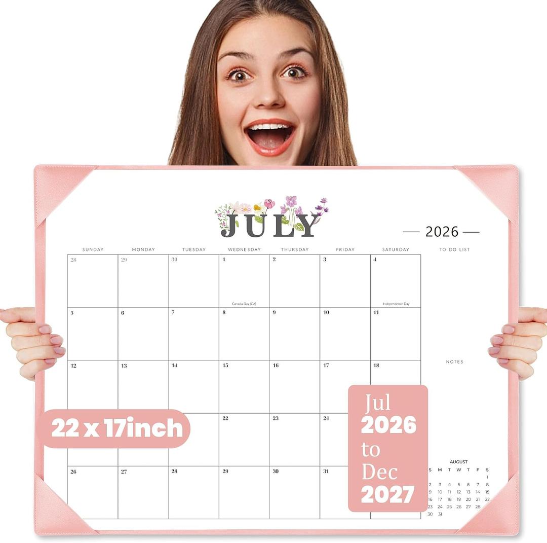 Large 22x17 Desk Calendar 2026-2027, 18 Months, Jul-Dec 2027