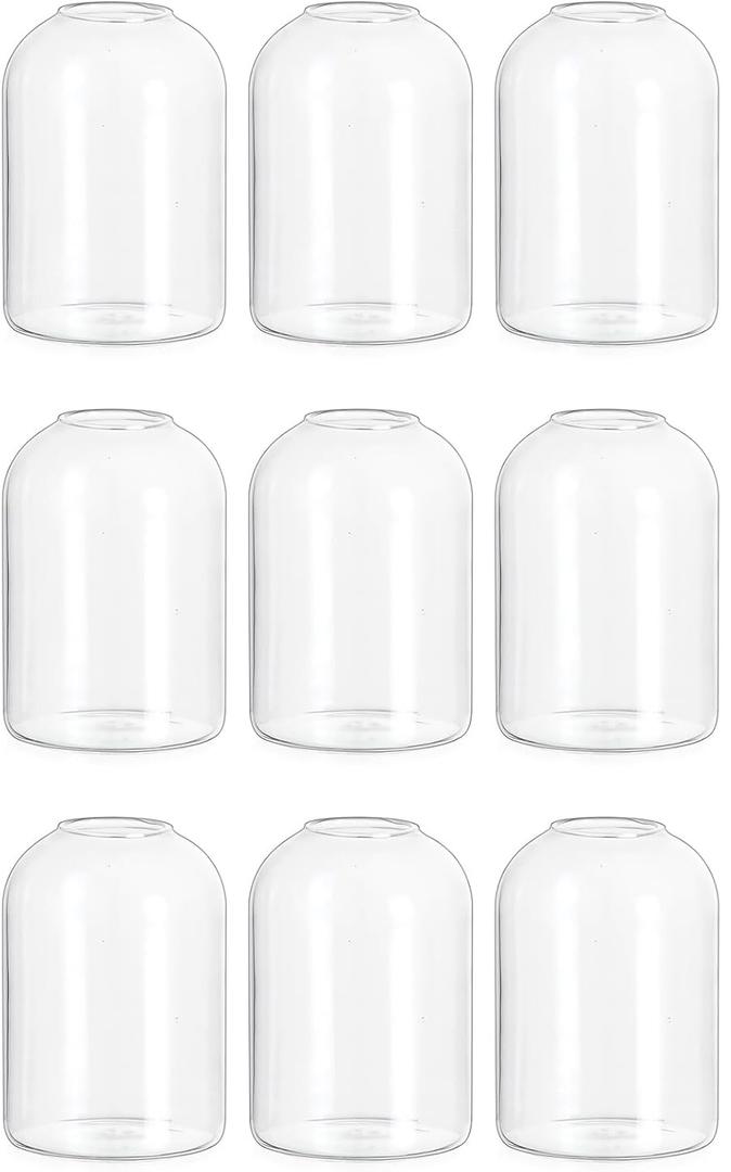 Glass Bud Vases for Centerpieces: Set of 9 Blown Clear Small Vase Bulk, Mini Cute Flower Vase for Floral Arrangement, Tiny Modern Decorations for Home Wedding Reception Party Event Table Decor 9pcs