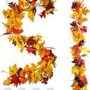 2 Pack Fall Garland Fall Decor, 11.6 Ft Autumn Maple Leaf Garland with Pumpkins Berries Sunflowers, Fireplace Mantle Garlands Thanksgiving Halloween Harvest Decorations for Home Indoor Outdoor