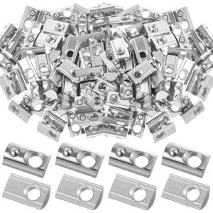 Yaocom 100 Pcs 4040 Series M8 T Nuts Half Roll in Spring Silver Thread Spring Carbon Steel European Standard T Nut for Aluminum Extrusion Profile