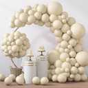 RUBFAC 129pcs Sand White Balloons Different Sizes 18 12 10 5 Inches, Cream Beige Latex Balloon Garland Arch for Birthday Party Graduation Wedding Anniversary Baby Shower Decoration