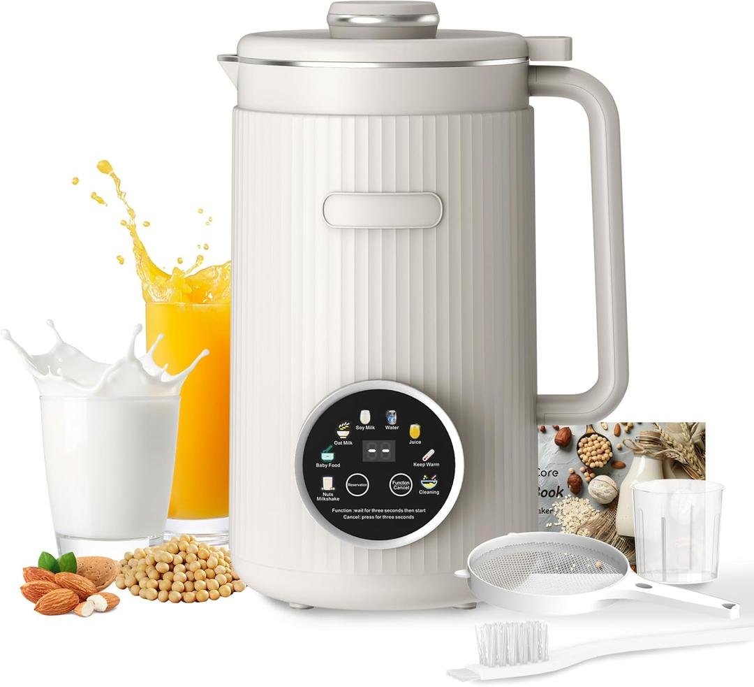 VBGK 8 in 1 Automatic Nut Milk Maker Blender with 20 Blades, 40oz Homemade Coconut, Soy, Oat, Almond, Plant Based Milks and Non-Dairy Beverages with18H Delay Start/Keep Warm/Boil Water/Self-Cleaning