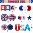 DMIGHT 4th of July Decorations, 33PCS Patriotic Memorial Day Decorations Set with Banner, USA Balloons, Paper Fans, Star Streamer, Hanging Swirls, Paper Pom Poms for Fourth of July Red White and Blue