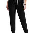 Scrub Pants for Women - Slim Fit High Waisted Cargo Joggers with Yoga Waistband & 5 Pockets, 4-Way Stretch (Medium, Black)