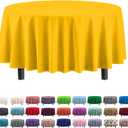 12-Pack Premium Plastic Tablecloth 84in. Round Table Cover - Yellow