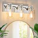 3-Light Bathroom Light Fixtures Modern Chrome Vanity Lights for Bathroom Lighting Fixtures Over Mirror with Clear Glass Shade for Cabinet Mirror Bedroom Hallway