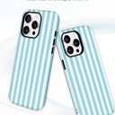 Jusy Magnetic Striped Phone Case for iPhone 14 Pro,Mint Green | Compatible with MagSafe, Cute Aesthetic Striped Design, TPU and PC Protective Shockproof Cover
