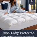 King Size Mattress Pad Protector - 100% Viscose Derived from Bamboo - White