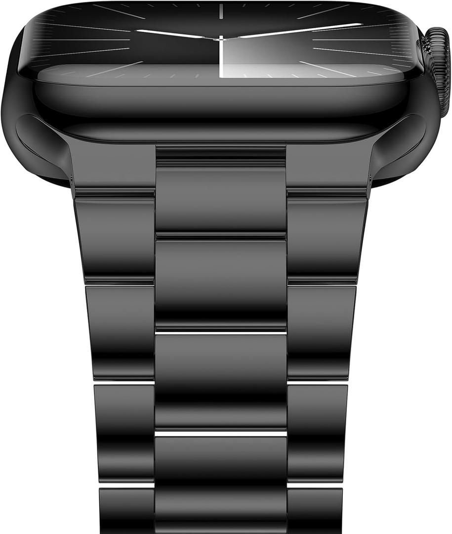 iiteeology Lightweight Stainless Steel Band Designed for Apple Watch Ultra 3 & Ultra 2, Series 1-11, 46mm, 45mm, 44mm, 42mm, Replacement iWatch Bands for Men & Women,Black