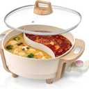 Hot Pot Electric Hot Pot with Divider, Large 6L Nonstick Dual-Sided Shabu Shabu Pot Dual-Flavor hotpot electric 1500W with Adjustable 5-Temperature Control Perfect for Family Dinners & Parties